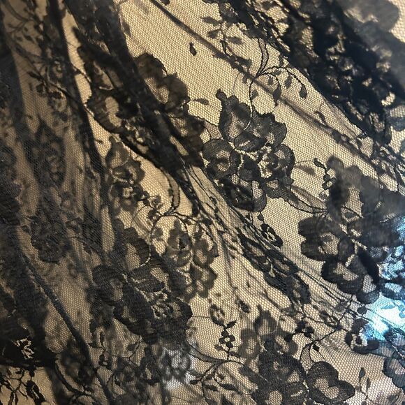 VTG Hanky Panky  Black Floral Lace Nightgown Sheer Slip Dress Size Small Witchy - Picture 5 of 8